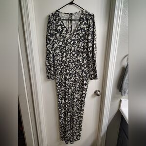 Floral Green and White Jumpsuit